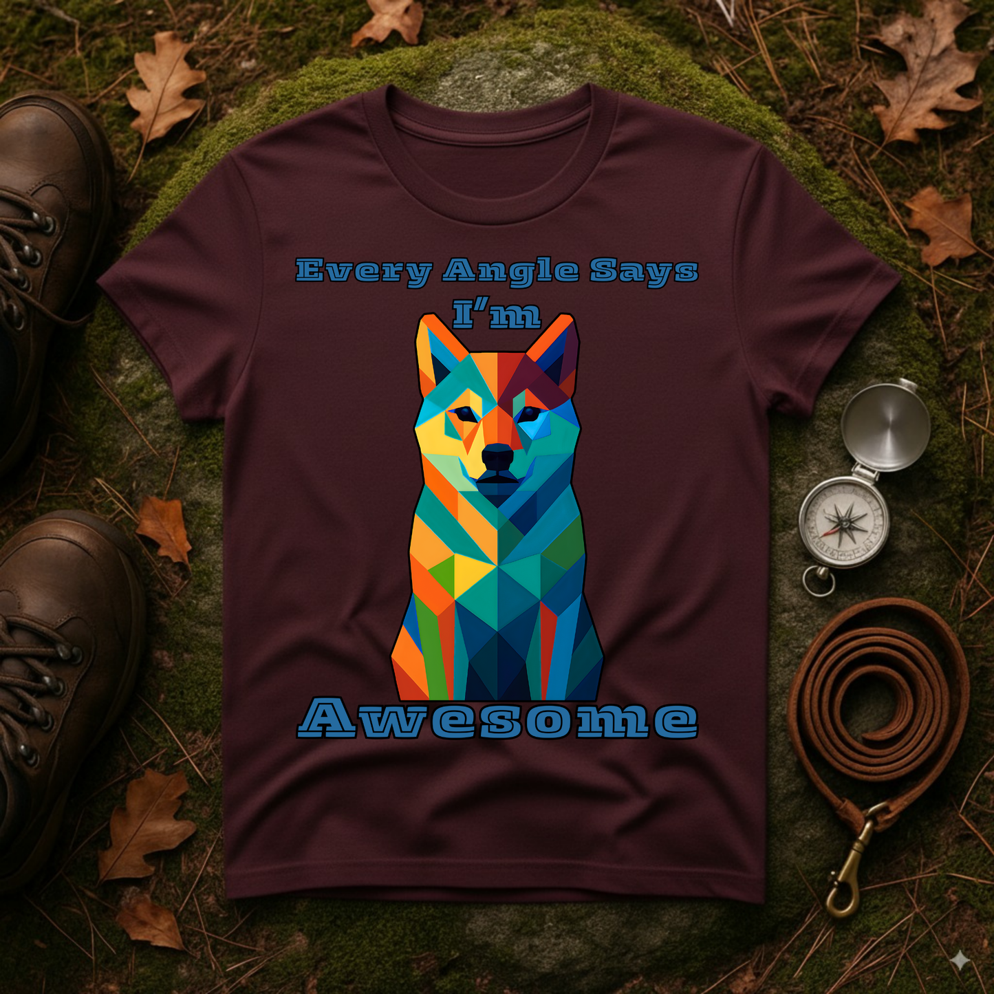 Colorful Dog Art T-Shirt - Every Angle Says I'm Awesome, Pet Lover Gift, Unisex Tee, Casual Wear, Dog Enthusiast Apparel