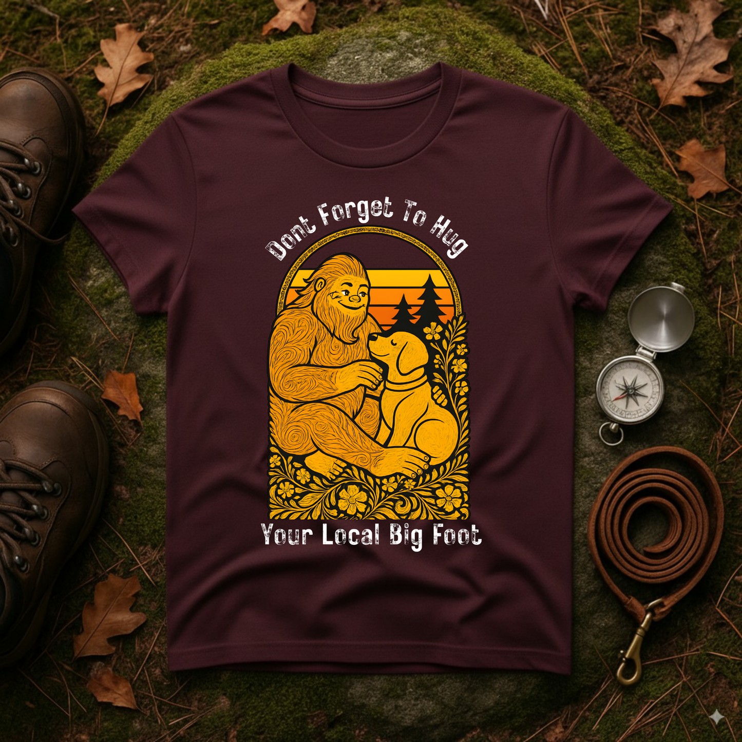 Bigfoot Hug T-Shirt — Sasquatch Dog Lover Tee
