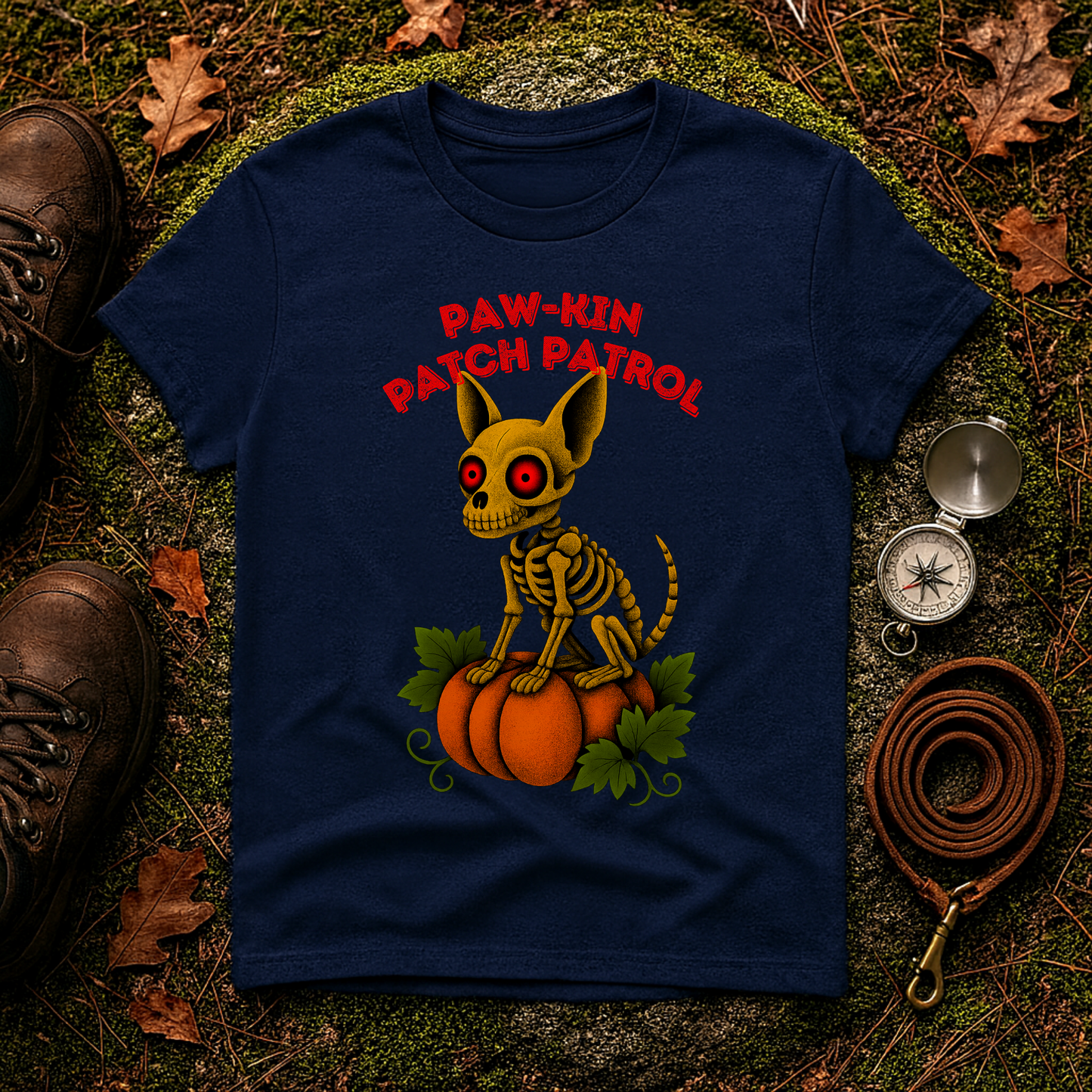 Paw-kin Patch Patrol Skeleton Chihuahua Halloween T-Shirt
