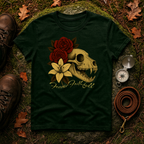 Forever Faithful Dog Skull Floral Gothic T-Shirt
