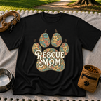 Rescue Mom Floral Paw Print T-Shirt
