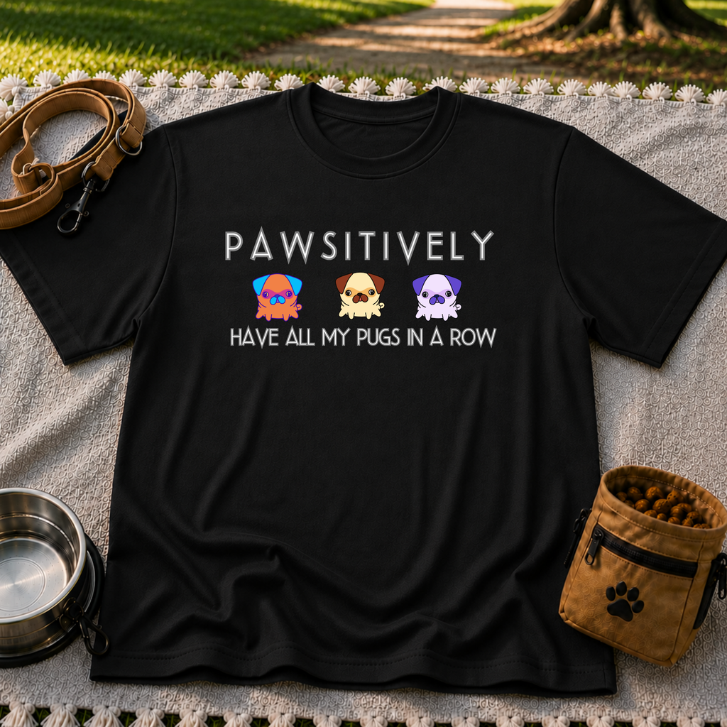 Pawsitively Have All My Pugs in a Row T-Shirt