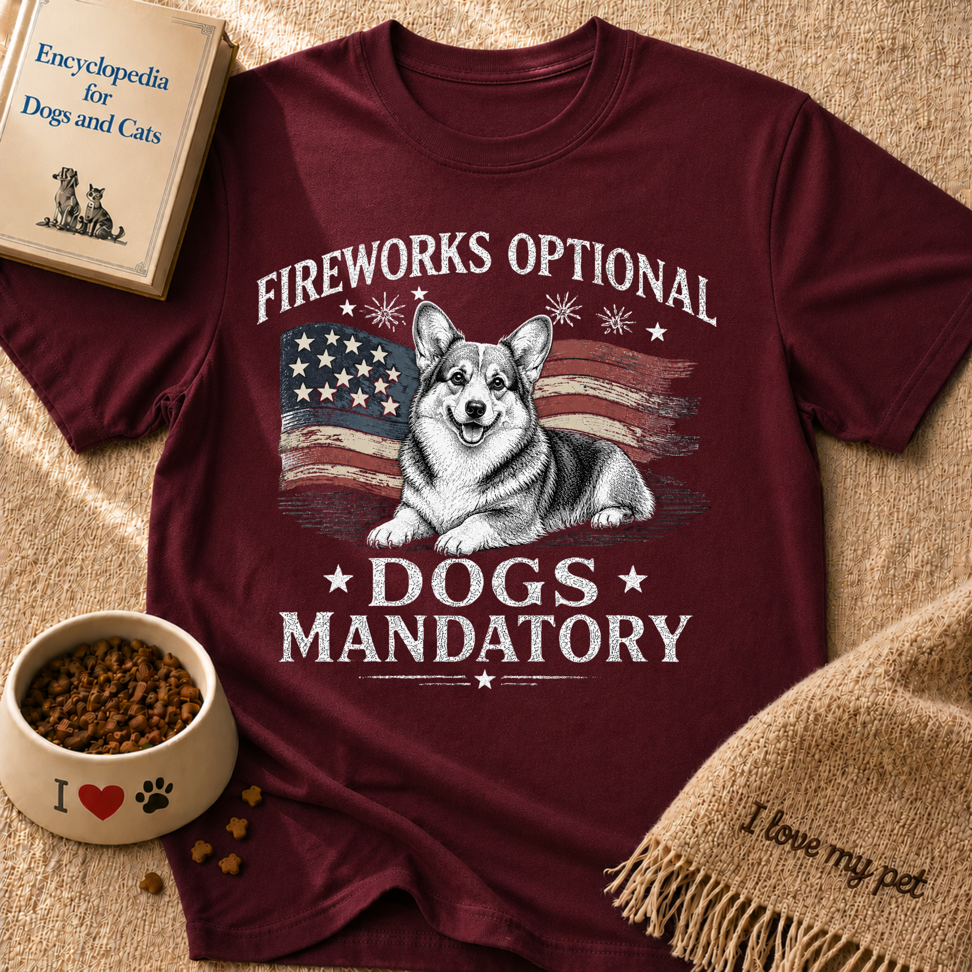 Fireworks Optional Dogs Mandatory Corgi T-Shirt