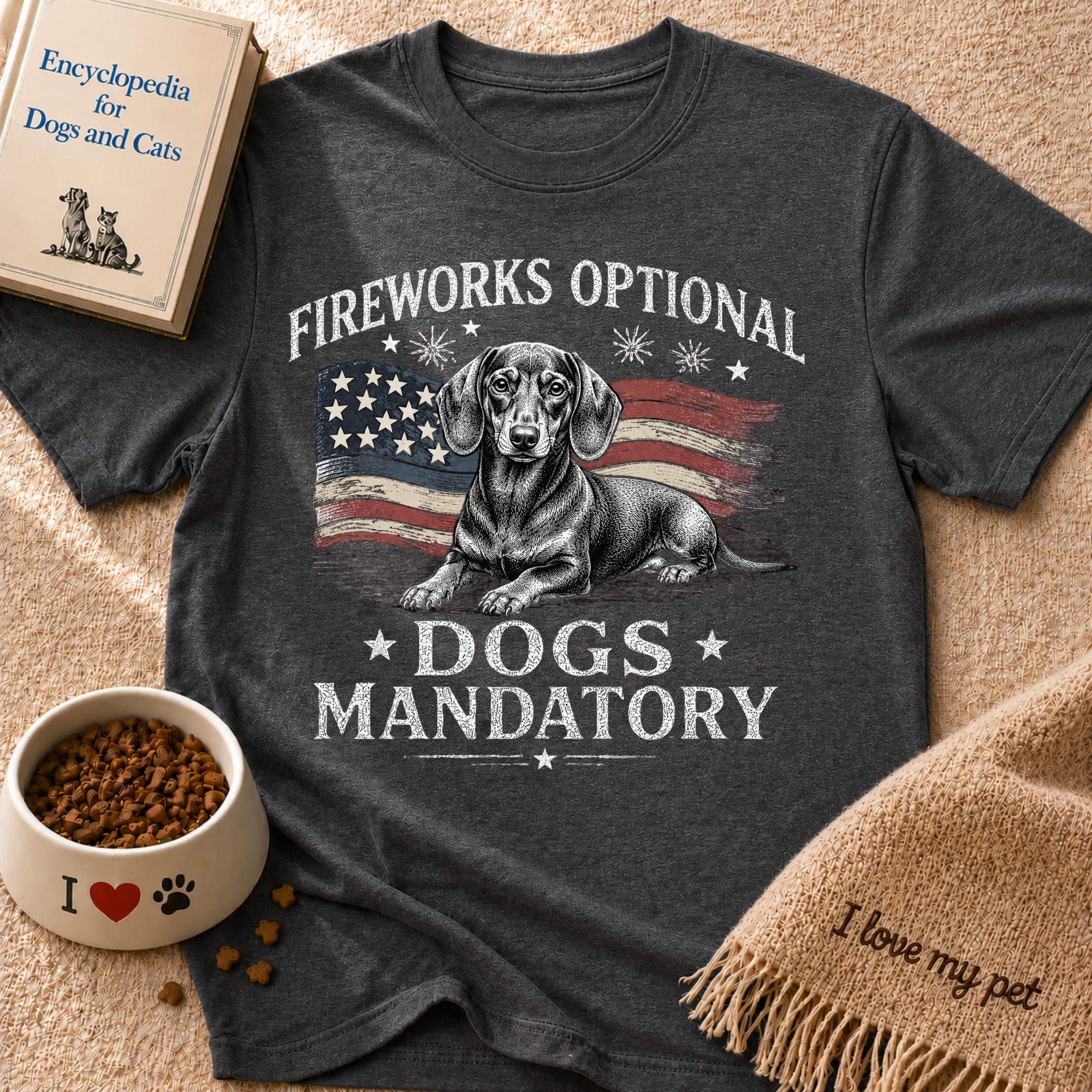 Fireworks Optional Dogs Mandatory Dachshund T-Shirt