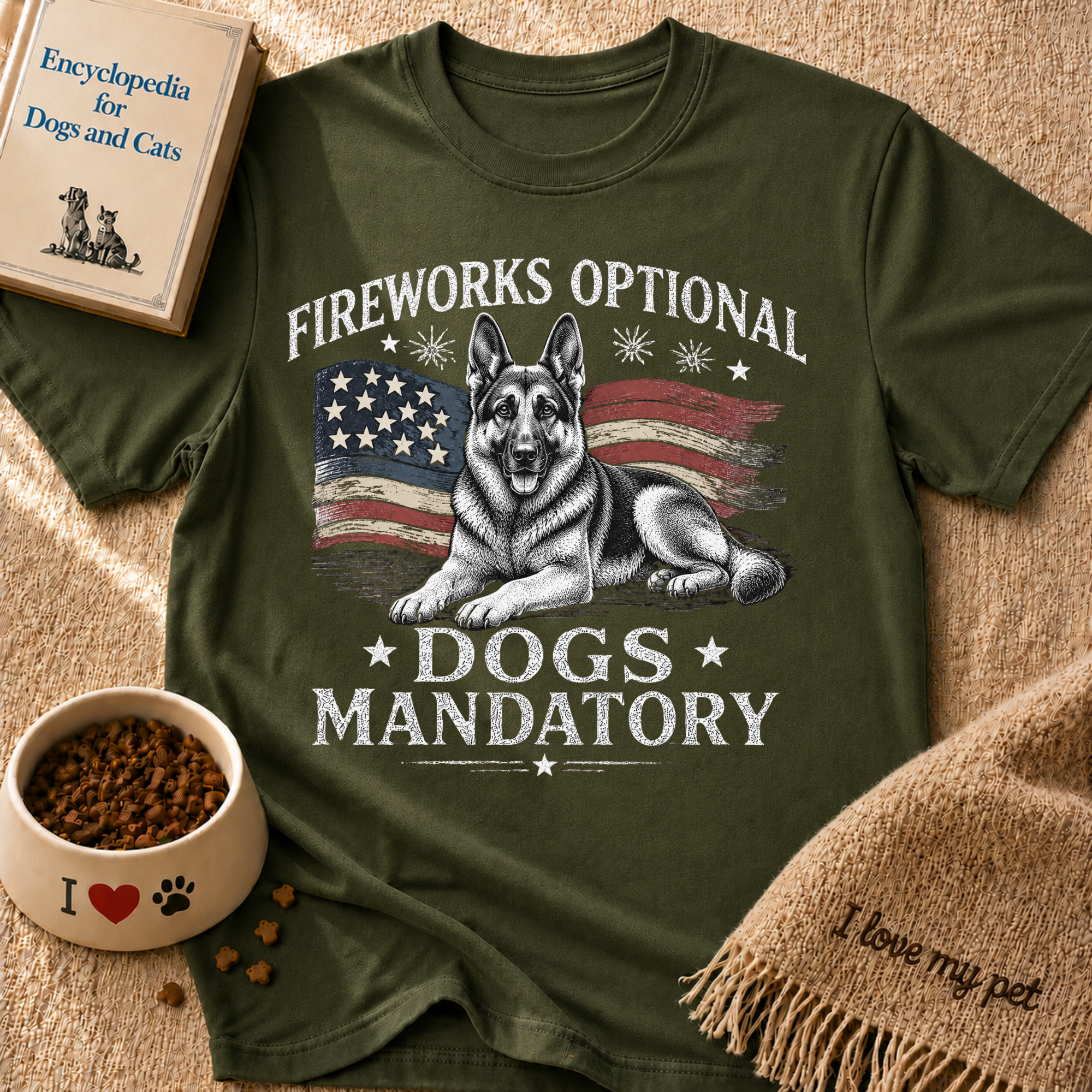 Fireworks Optional Dogs Mandatory German Shepard T-Shirt
