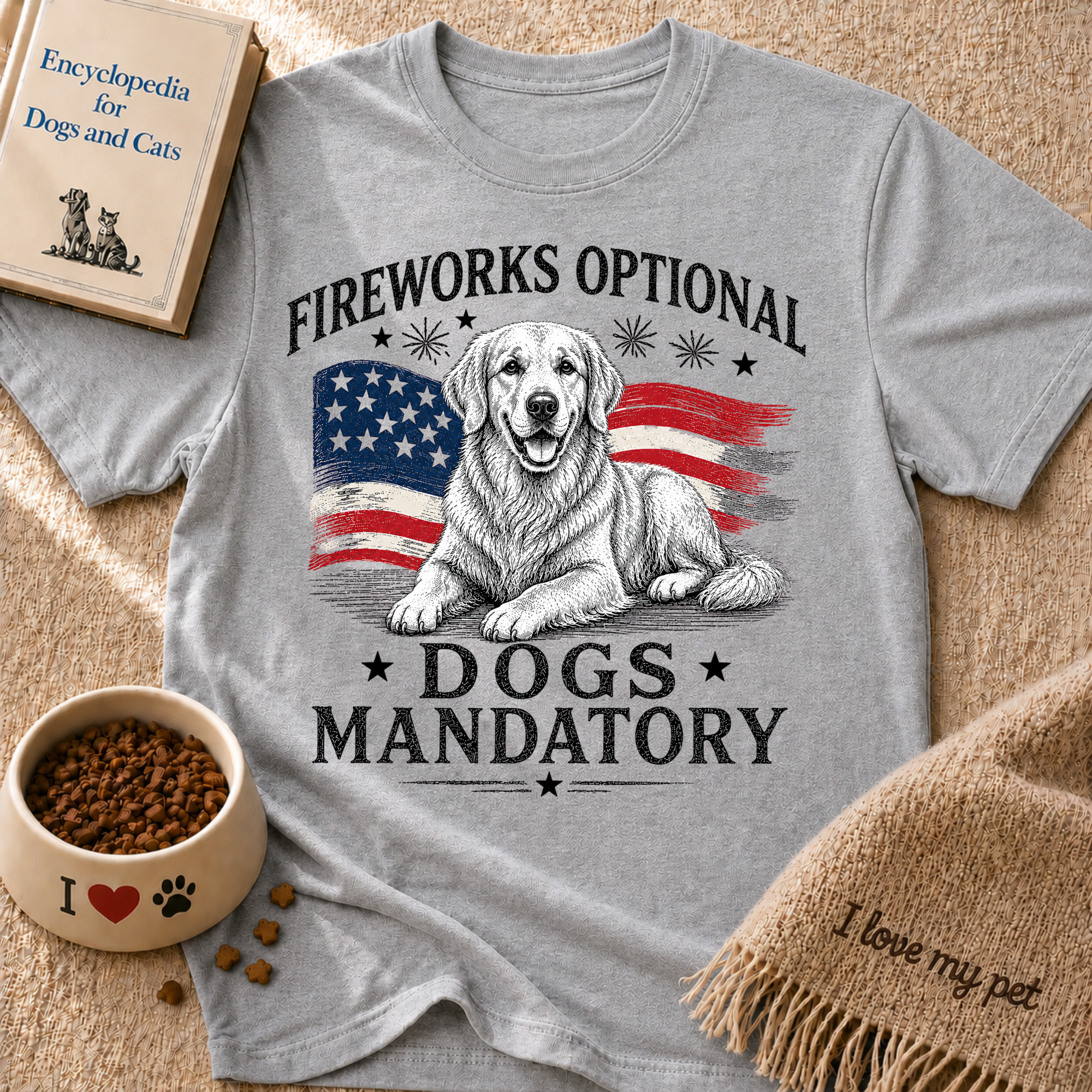 Fireworks Optional Dogs Mandatory Golden Retreiver T-Shirt