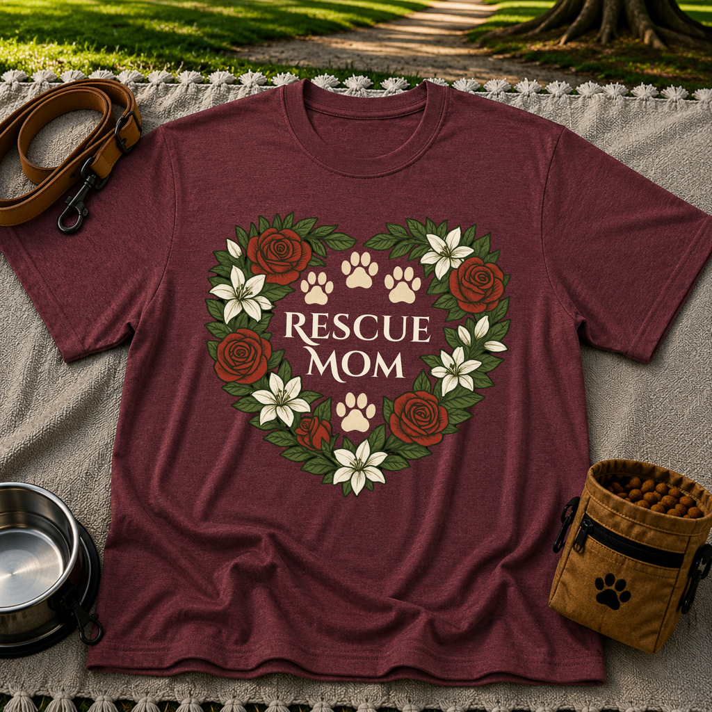 Rescue Mom Rose Heart T-Shirt