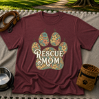 Rescue Mom Floral Paw Print T-Shirt