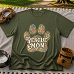 Rescue Mom Floral Paw Print T-Shirt
