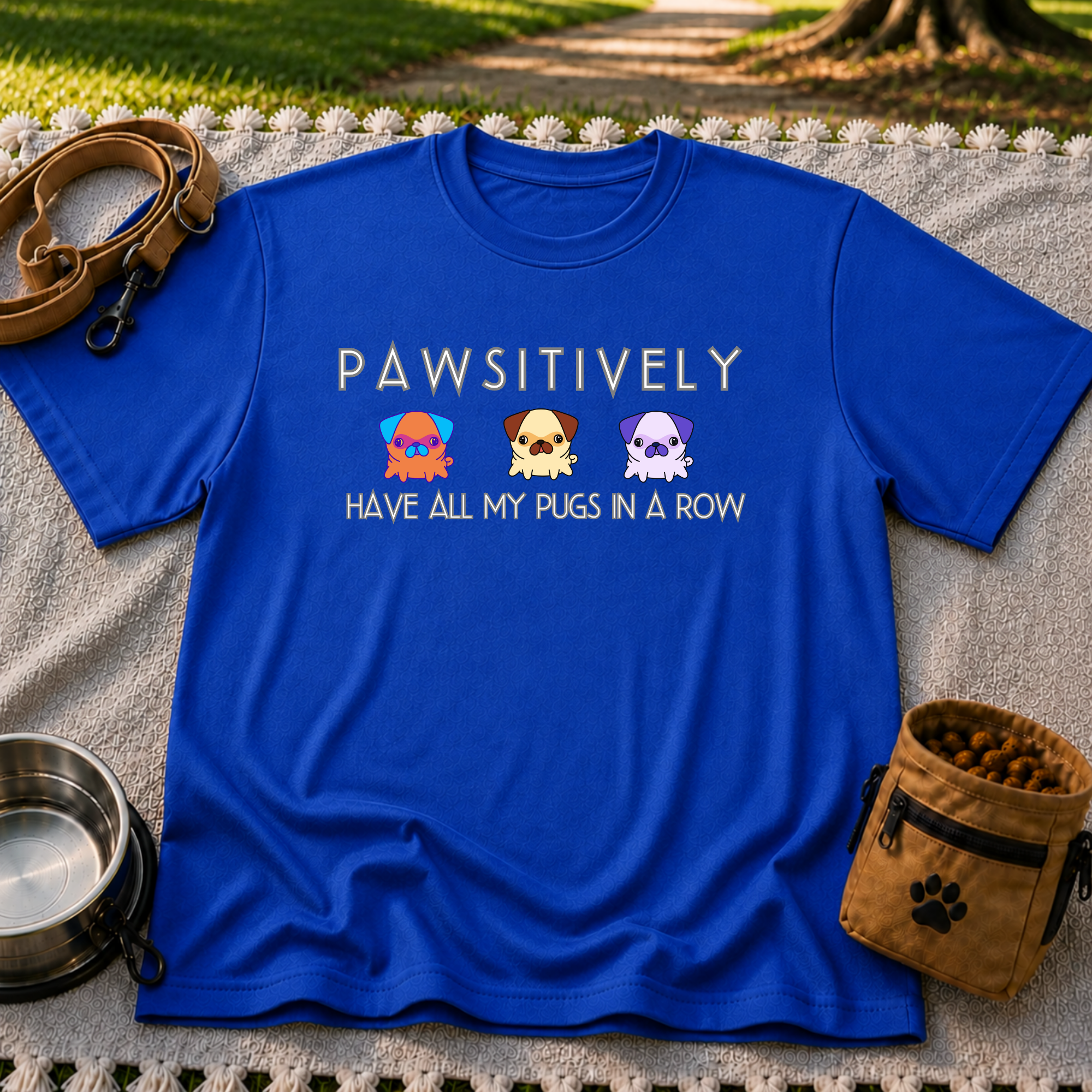 Pawsitively Have All My Pugs in a Row T-Shirt