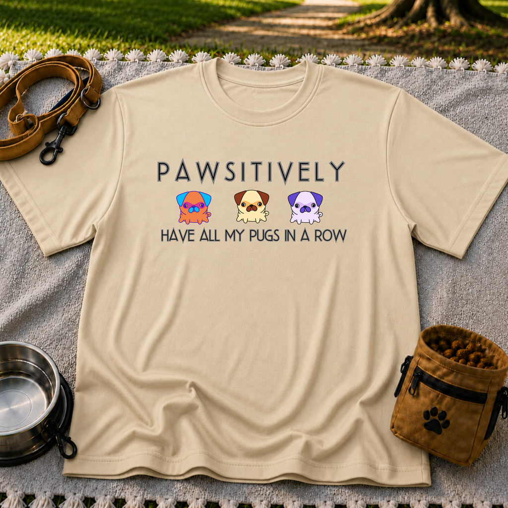 Pawsitively Have All My Pugs in a Row T-Shirt