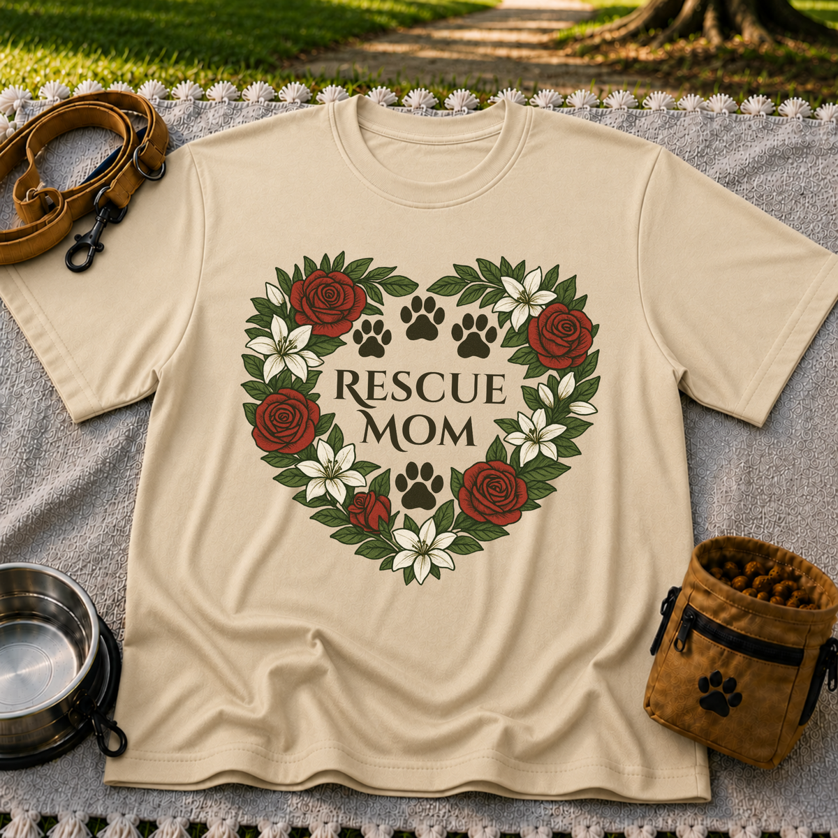 Rescue Mom Rose Heart T-Shirt