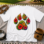 Tropical Floral Paw Print T-Shirt