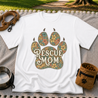 Rescue Mom Floral Paw Print T-Shirt
