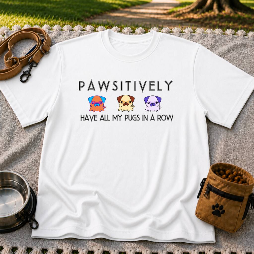 Pawsitively Have All My Pugs in a Row T-Shirt