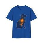Sunset Dog Silhouette T-Shirt product mockup in Royal