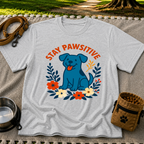 Stay Pawsitive T-Shirt product mockup in Sport Grey